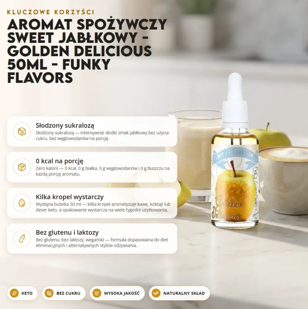 Aromat Spożywczy Sweet Jabłkowy – Golden Delicious 50ml – Funky Flavors