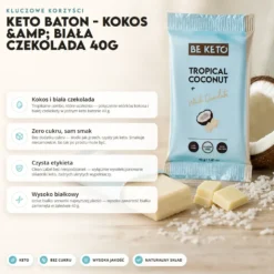 Baton Keto – Kokos & Biała Czekolada 40g – Beketo