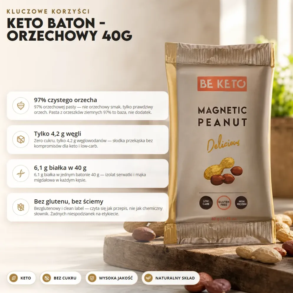Baton Keto – Orzechowy 40g – BeKeto