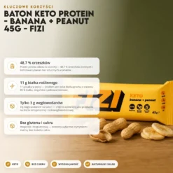 Baton Keto Protein – Banana + Peanut 45g – FIZI