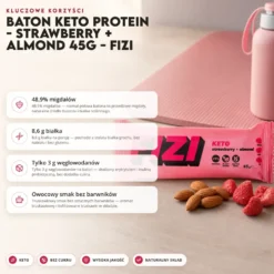 Baton Keto Protein – Strawberry + Almond 45g – FIZI