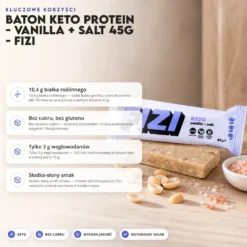 Baton Keto Protein – Vanilla + Salt 45g – FIZI