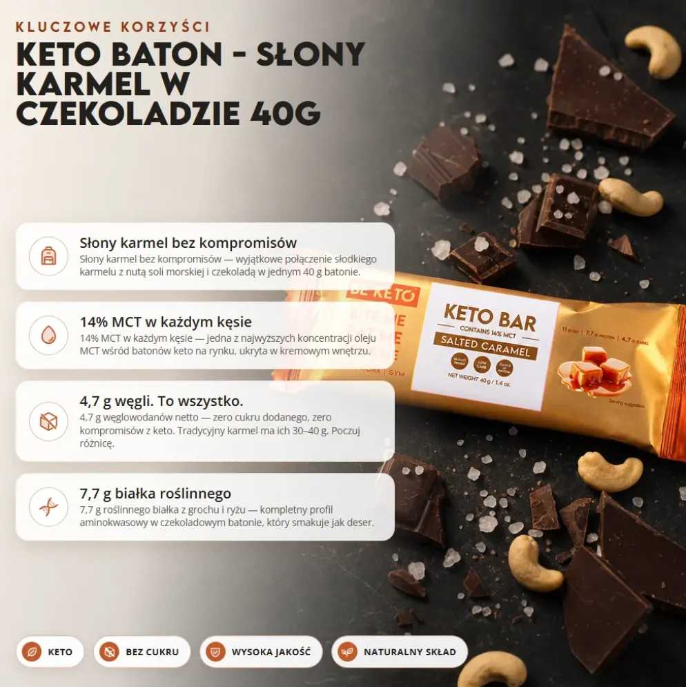 Baton Keto – Słony Karmel 40g – Beketo