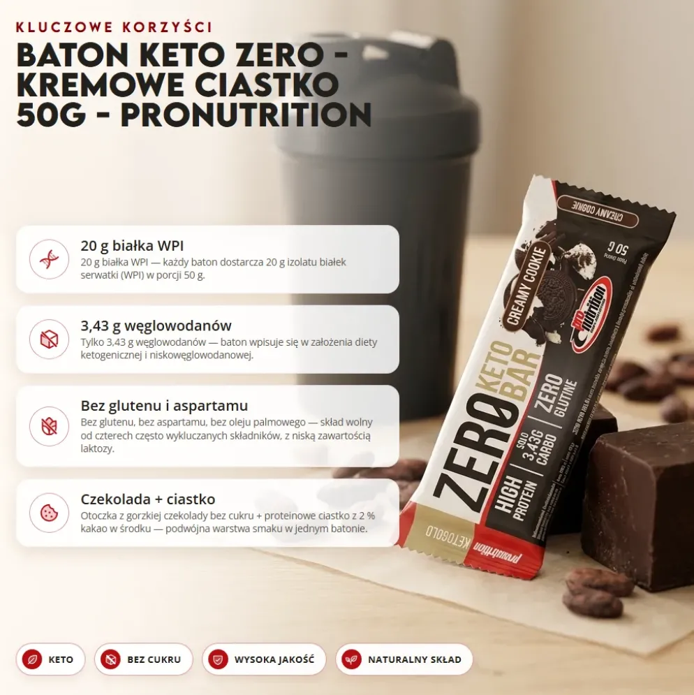 Baton Keto Zero – Kremowe Ciastko 50g – Pronutrition