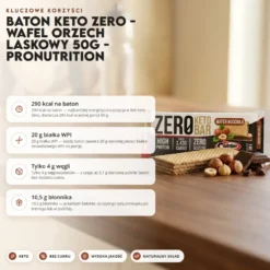 Baton Keto Zero – Wafel Orzech Laskowy 50g – Pronutrition