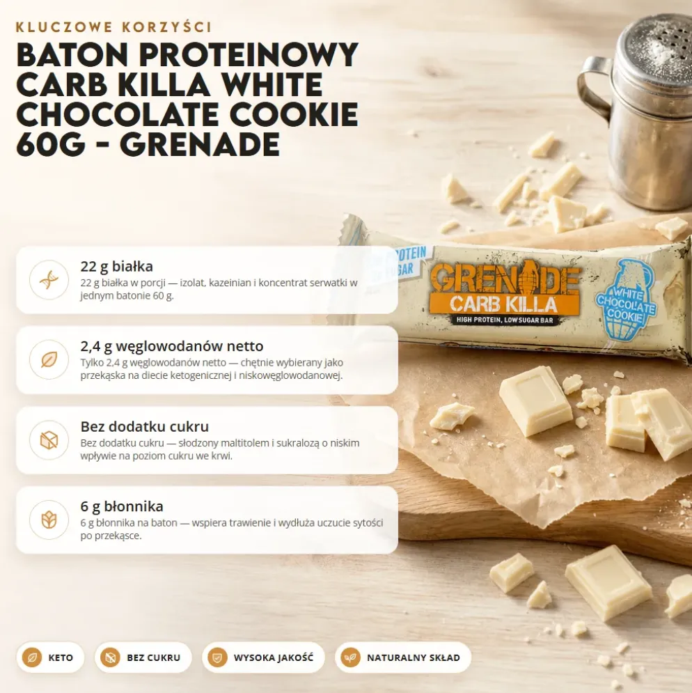 Baton Proteinowy Carb Killa White Chocolate Cookie 60g – Grenade