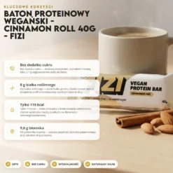 Baton Proteinowy Wegański – Cinnamon Roll 40g – FIZI