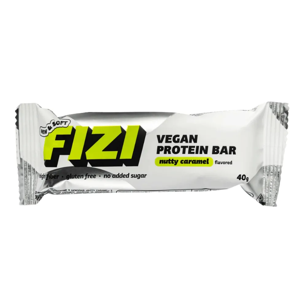 Baton Proteinowy Wegański – Nutty Caramel 40g – FIZI