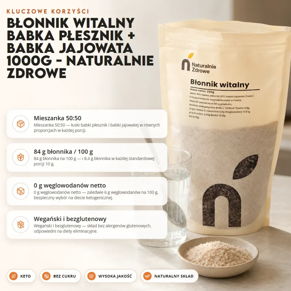 Błonnik Witalny Babka Płesznik + Babka Jajowata 1000g – Naturalnie Zdrowe