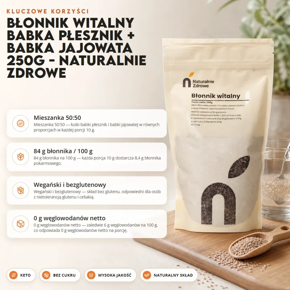Błonnik Witalny Babka Płesznik + Babka Jajowata 250g – Naturalnie Zdrowe