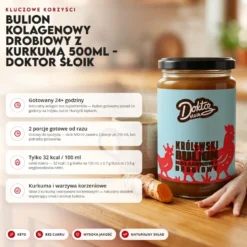 Bulion kolagenowy drobiowy z kurkumą 500ml – Doktor Słoik