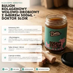Bulion kolagenowy wołowo-drobiowy z imbirem 500ml – Doktor Słoik