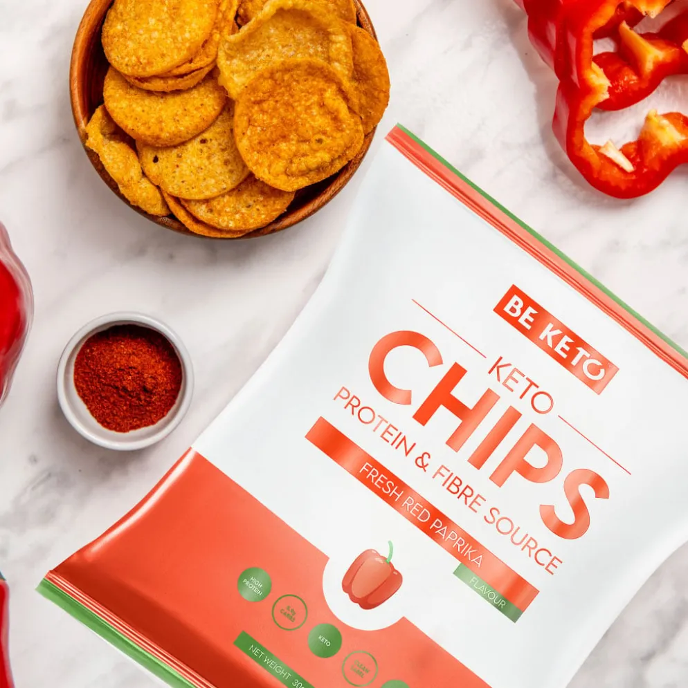 Chipsy Keto – Świeża Czerwona Papryka 30g – BeKeto