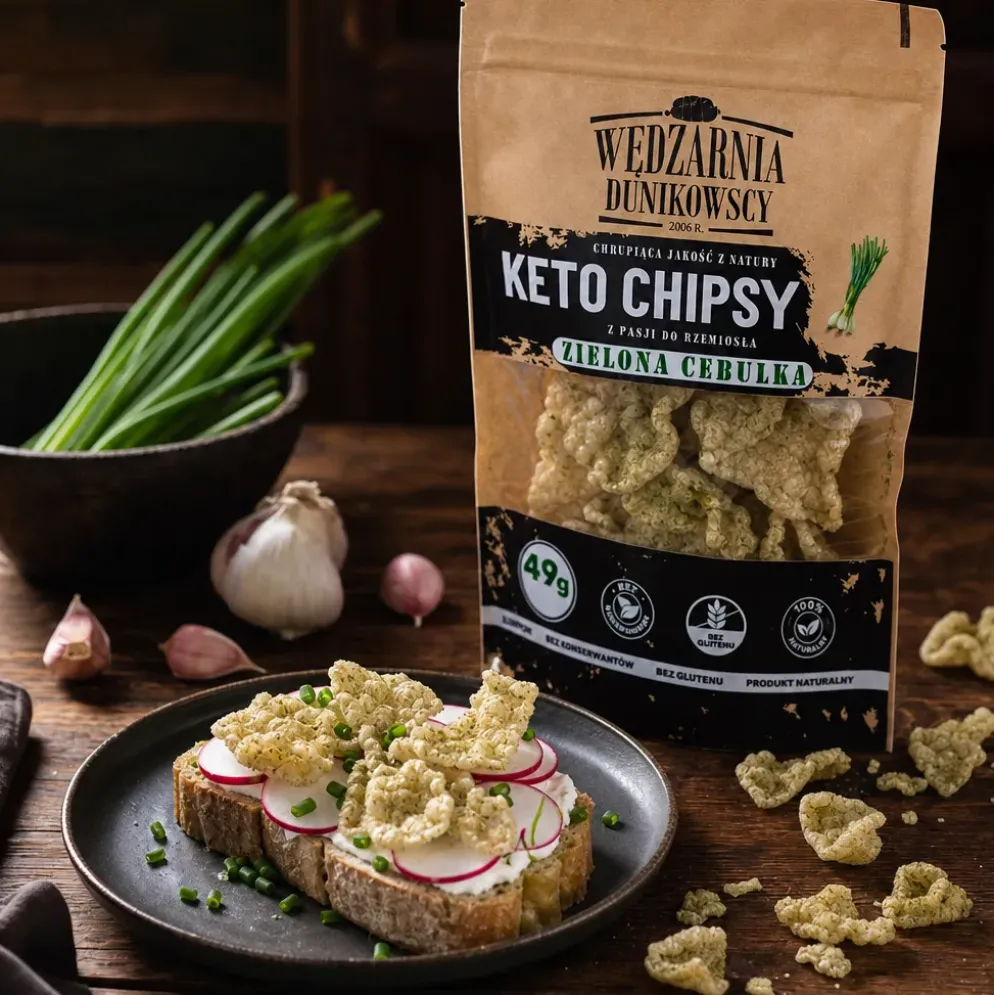 Chipsy Keto – Zielona Cebulka – Wędzarnia Dunikowscy