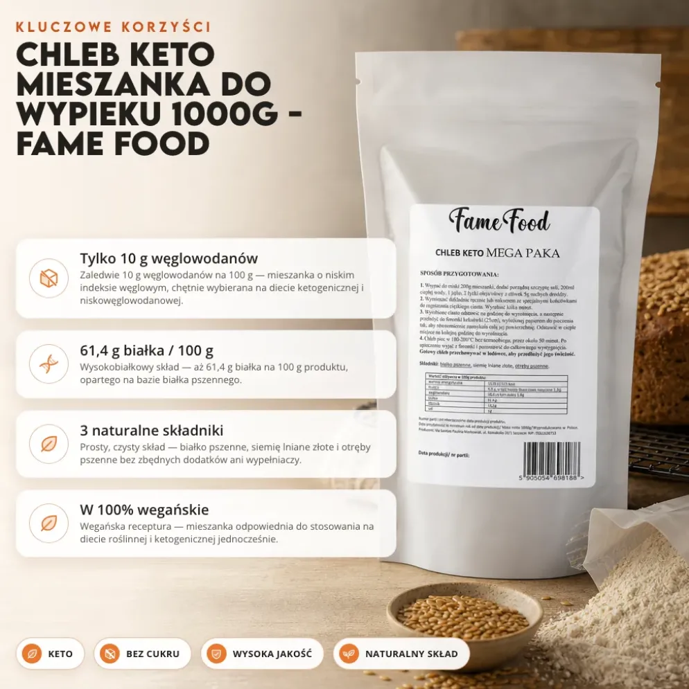 Chleb Keto Mieszanka do Wypieku 1000g – Fame Food