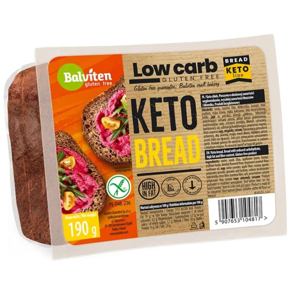 Chleb Low Carb Bezglutenowy 190g – Balviten
