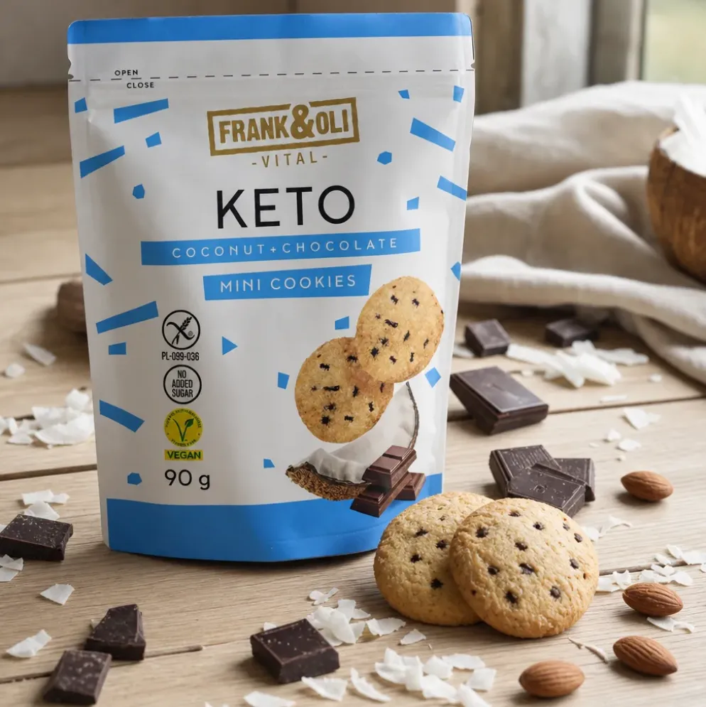 Ciasteczka Mini Keto – Kokos & Czekolada 90g – Frank&Oli