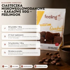 Ciasteczka Niskowęglowodanowe – Kakaowe 50g – FeelingOK