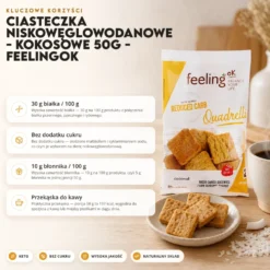 Ciasteczka Niskowęglowodanowe – Kokosowe 50g – FeelingOK