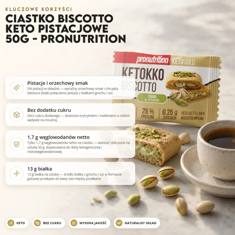 Ciastko Biscotto Keto Pistacjowe 50g – Pronutrition