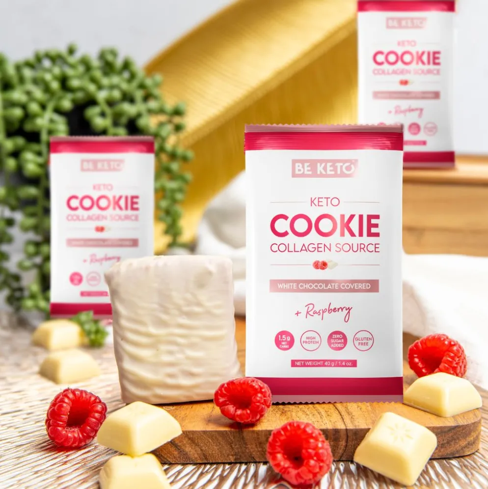 Ciastko Keto – Biała Czekolada & Malina 40g – Beketo