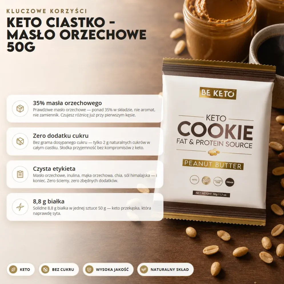 Ciastko Keto – Peanut Butter 50g – Beketo