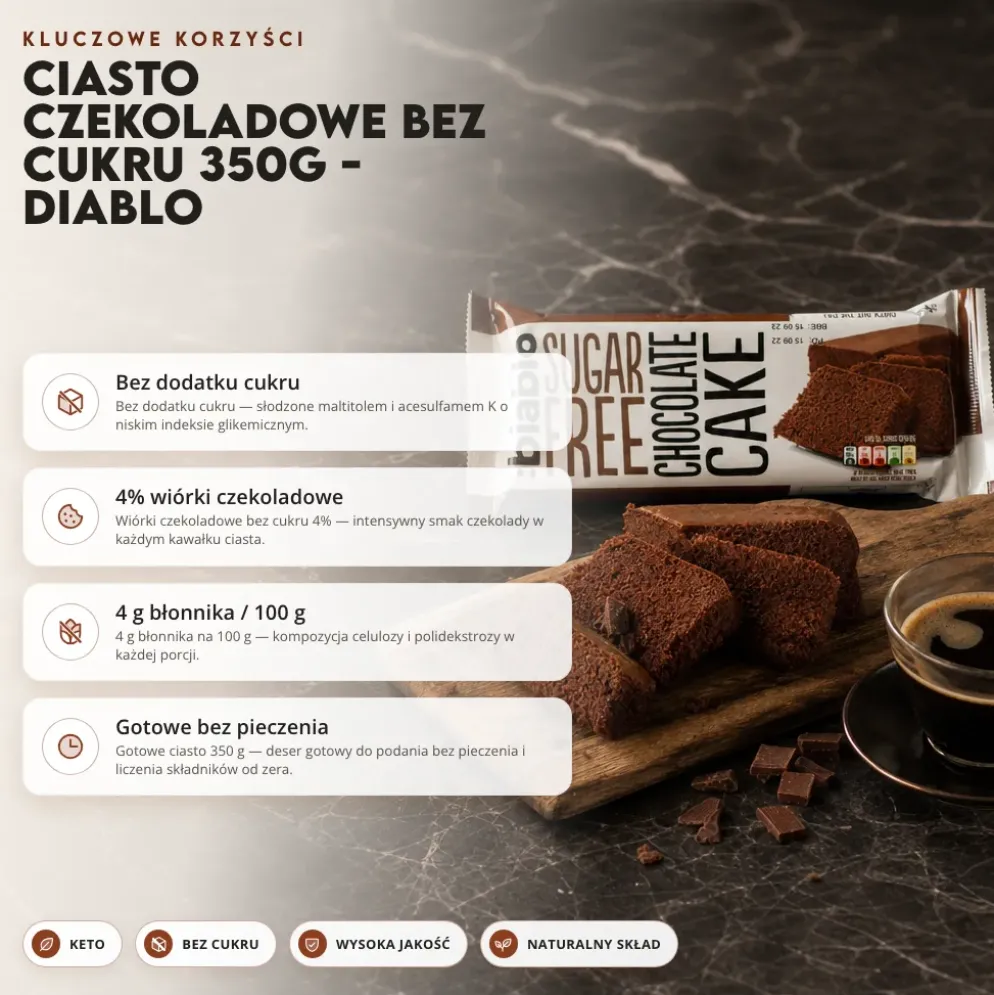 Ciasto Czekoladowe bez cukru 350g – Diablo