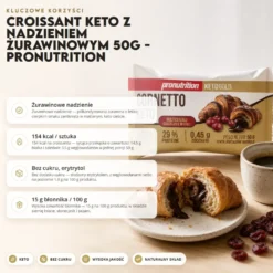 Croissant Keto z Nadzieniem Żurawinowym 50g – Pronutrition