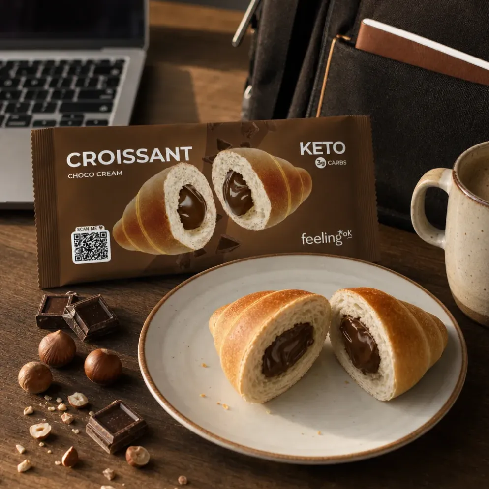 Croissant Niskowęglowodanowy z Nadzieniem Czekoladowym 50g – FeelingOK
