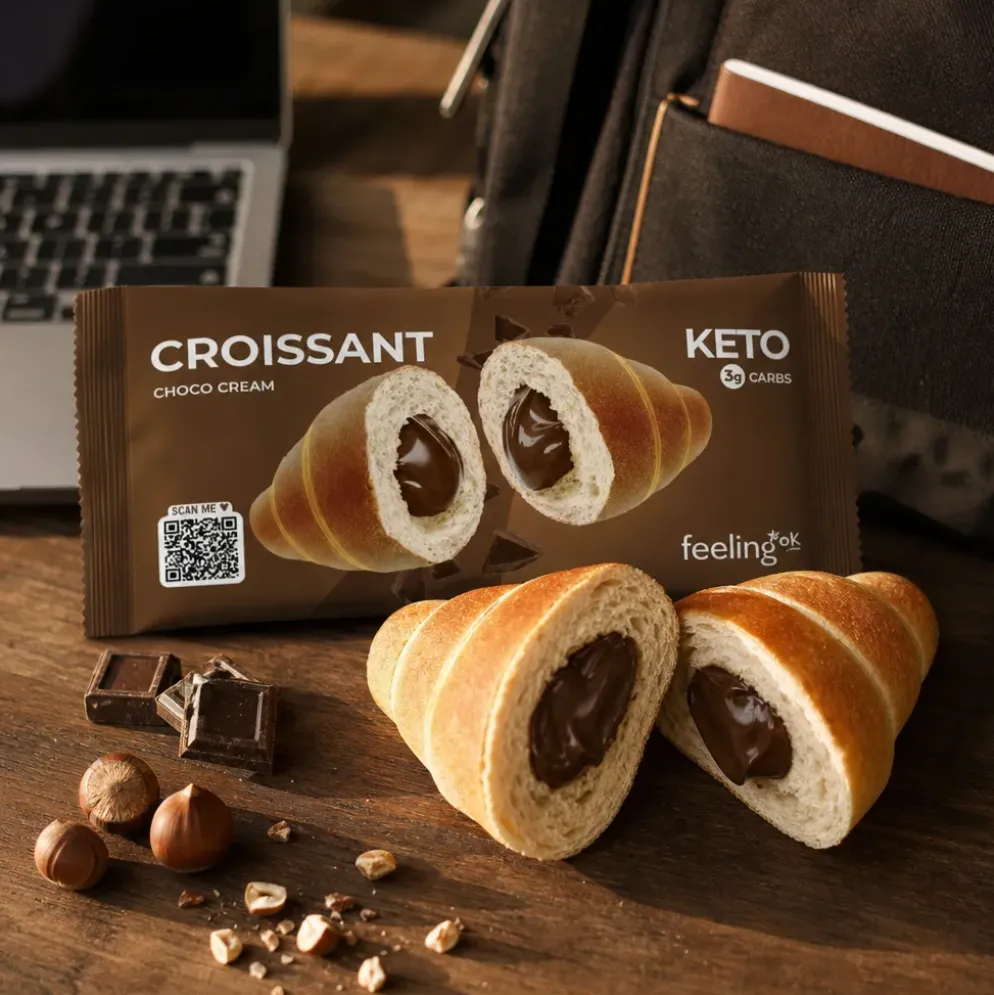 Croissant Niskowęglowodanowy z Nadzieniem Czekoladowym 50g – FeelingOK