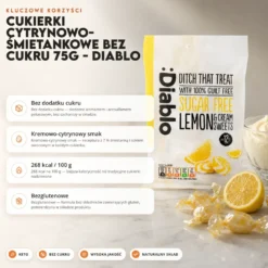 Cukierki cytrynowo-śmietankowe bez cukru 75g – Diablo