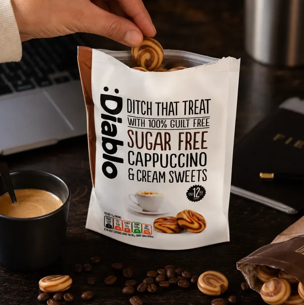 Cukierki kawowo-śmietankowe bez cukru 75g – Diablo
