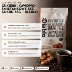 Cukierki kawowo-śmietankowe bez cukru 75g – Diablo
