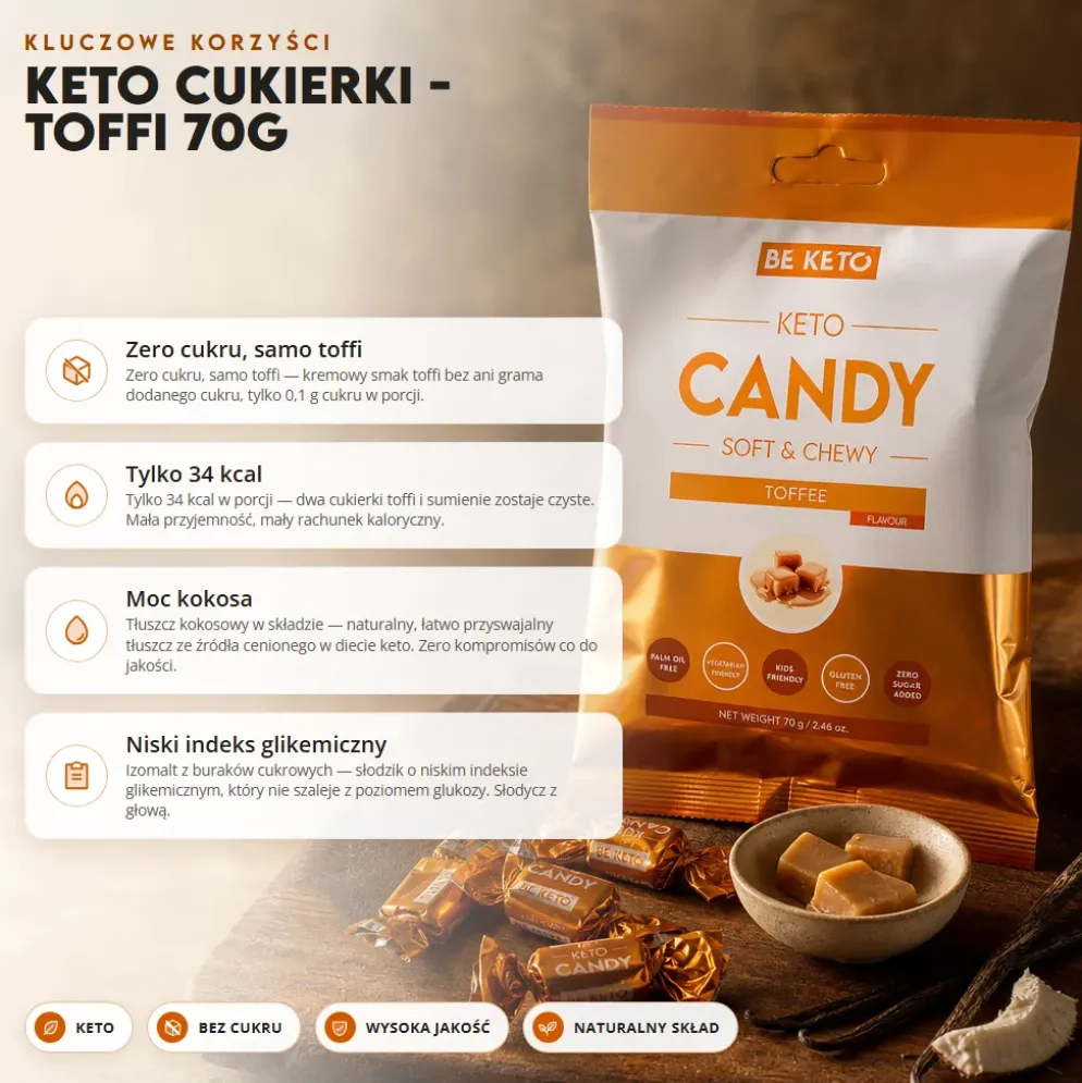 Cukierki Keto – Toffi 70g – BeKeto