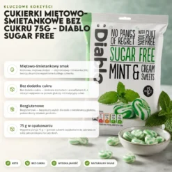 Cukierki miętowo-śmietankowe bez cukru 75g – Diablo Sugar Free