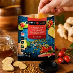 Cukierki z Dziką Różą, Imbirem i Propolisem bez Cukru 50g – Pure&Good