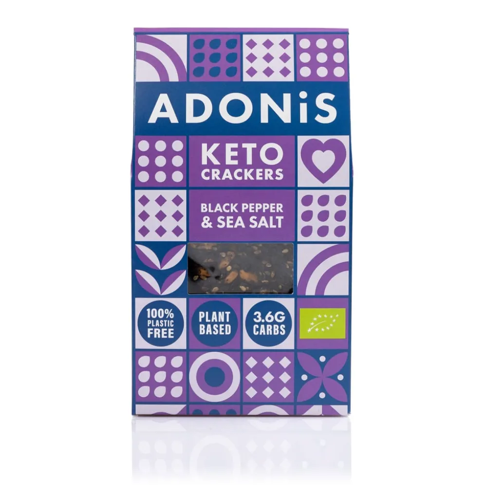Czarny pieprz i sól morska – BIO keto krakersy 60g – Adonis