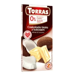 Czekolada biała z kokosem bez dodatku cukru 75g – Torras