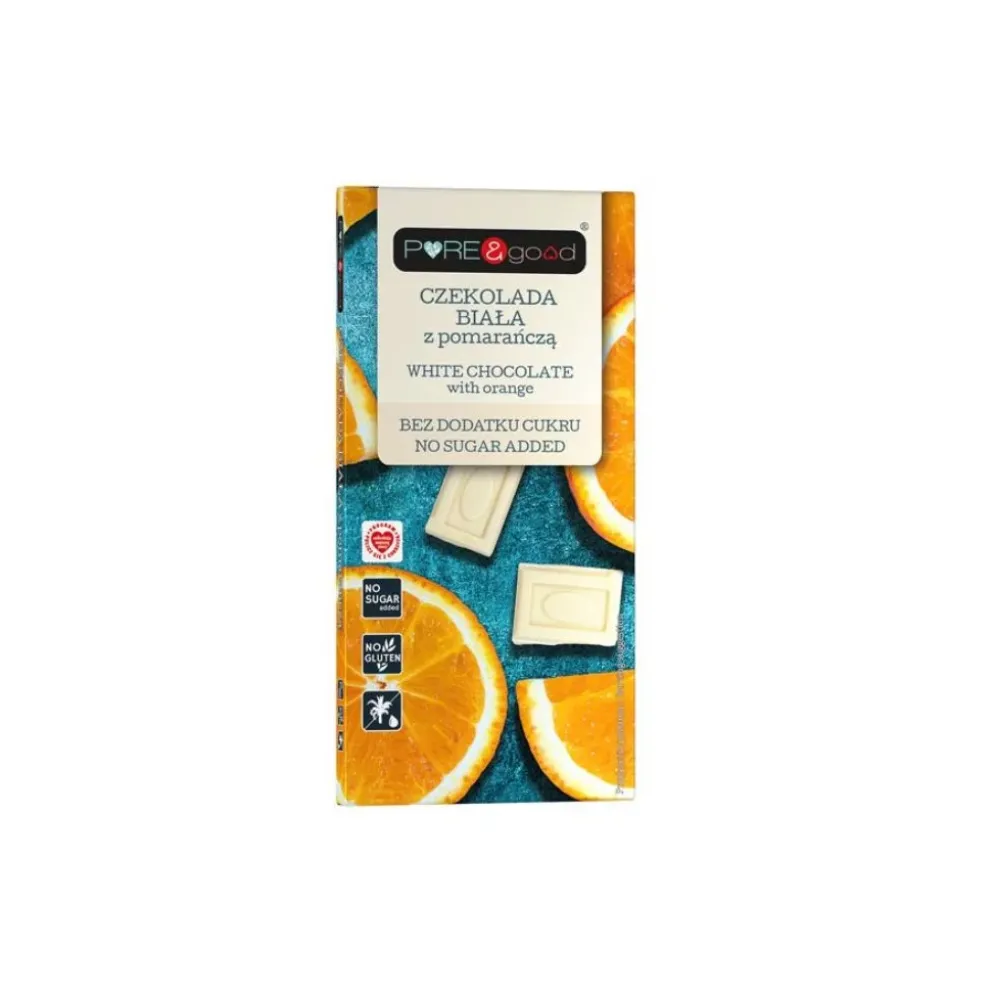 Czekolada Biała z Pomarańczą 75g – Pure&Good