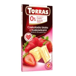 Czekolada biała z truskawkami bez dodatku cukru 75g – Torras