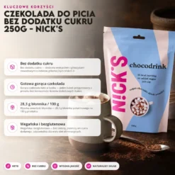 Czekolada do Picia Bez Dodatku Cukru 250g – Nick’s