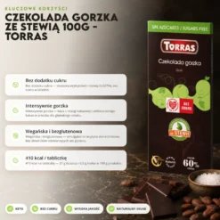 Czekolada gorzka ze stewią 100g – Torras