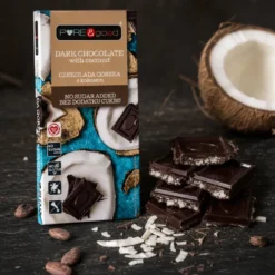 Czekolada Gorzka z Kokosem Bez Cukru 75g – Pure&Good
