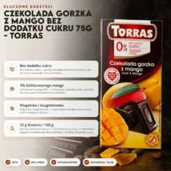 Czekolada gorzka z mango bez dodatku cukru 75g – Torras