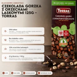 Czekolada gorzka z orzechami laskowymi 125g – Torras