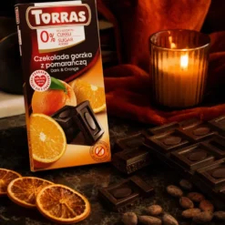 Czekolada gorzka z pomarańczą bez dodatku cukru 75g – Torras