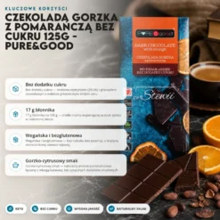 Czekolada gorzka z pomarańczą bez cukru 125g – Pure&Good