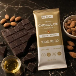 Czekolada Keto Wegańska z Olejem MCT – Chrupiący Migdał 80g – BeKeto