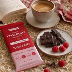 Czekolada Keto Wegańska z Olejem MCT – Dzika Malina 80g – BeKeto