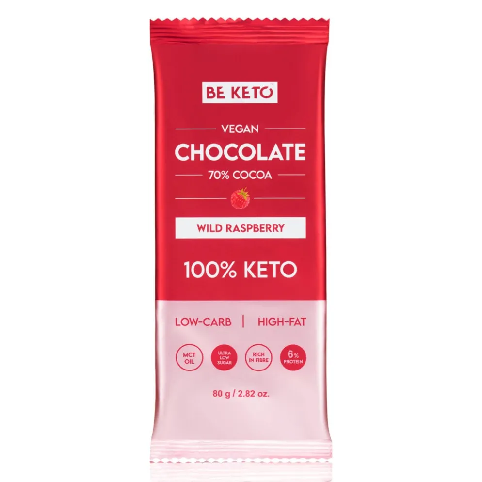 Czekolada Keto Wegańska z Olejem MCT – Dzika Malina 80g – BeKeto